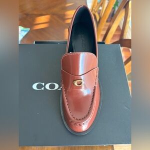 Brand new COACH brown leather loafers. Size 8B